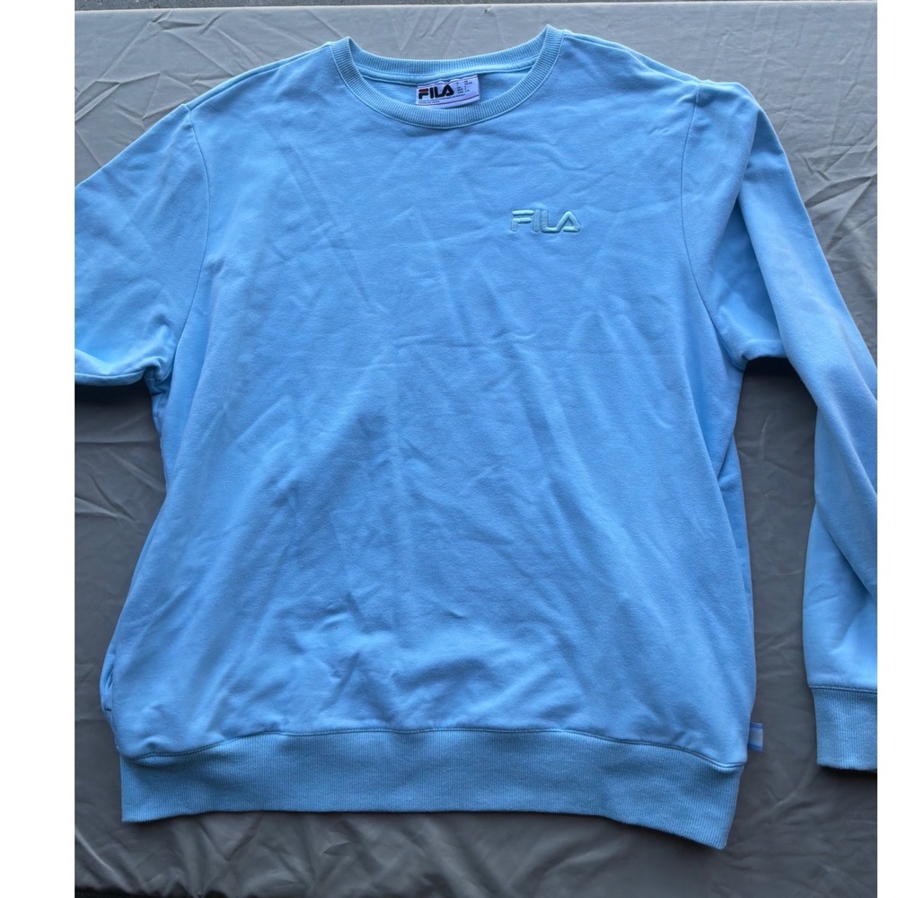 Sporty Mens Fila Crewneck Sweatshirt Large Light Blue